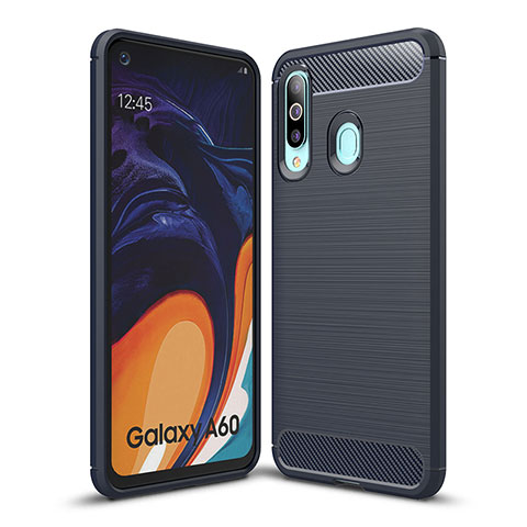 Coque Silicone Housse Etui Gel Line WL1 pour Samsung Galaxy A60 Bleu