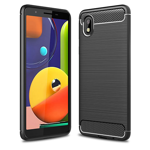 Coque Silicone Housse Etui Gel Line WL1 pour Samsung Galaxy M01 Core Noir