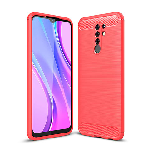 Coque Silicone Housse Etui Gel Line WL1 pour Xiaomi Poco M2 Rouge