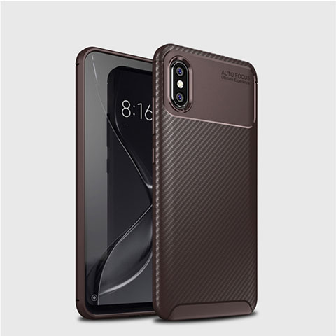 Coque Silicone Housse Etui Gel Serge A01 pour Xiaomi Mi 8 Marron