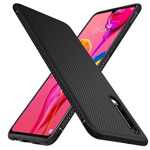 Coque Silicone Housse Etui Gel Serge G01 pour Huawei P30 Noir