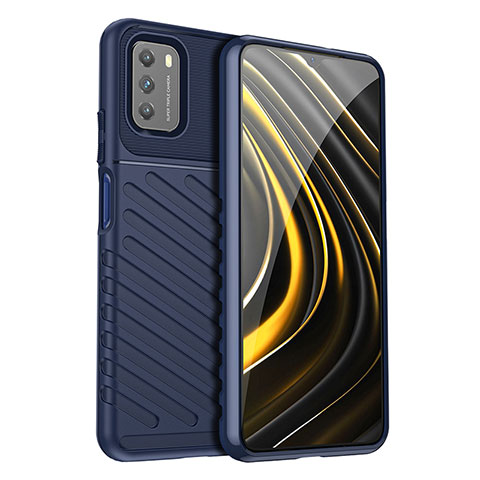 Coque Silicone Housse Etui Gel Serge MF1 pour Xiaomi Poco M3 Bleu