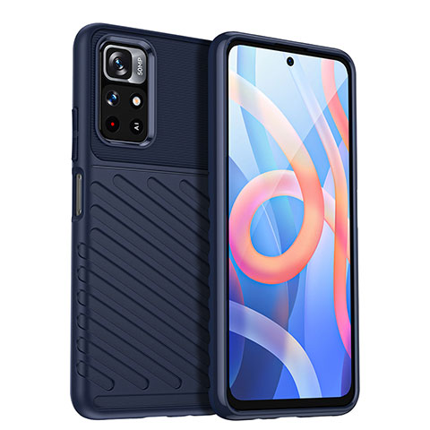 Coque Silicone Housse Etui Gel Serge MF1 pour Xiaomi Poco M4 Pro 5G Bleu