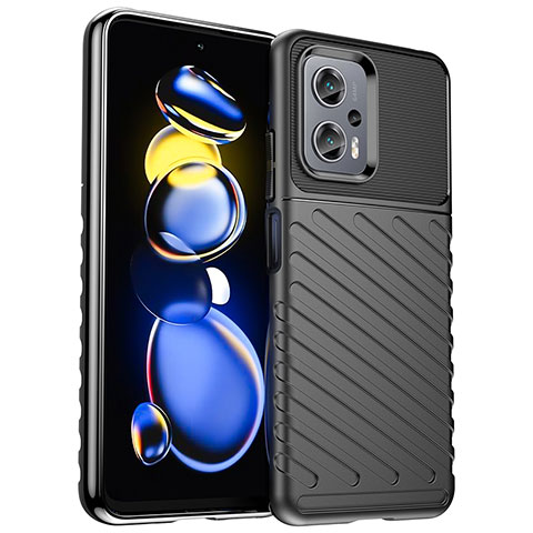 Coque Silicone Housse Etui Gel Serge MF1 pour Xiaomi Redmi Note 11T Pro 5G Noir