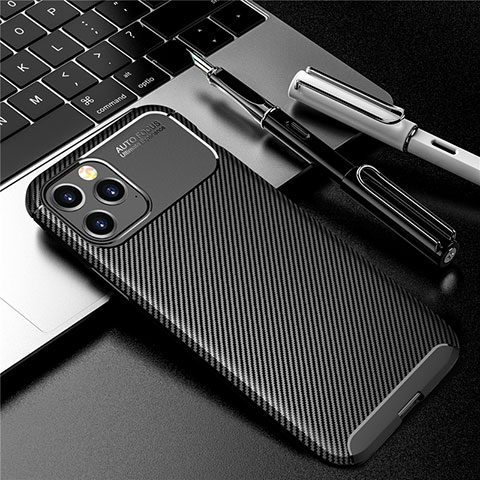 Coque Silicone Housse Etui Gel Serge pour Apple iPhone 12 Max Noir