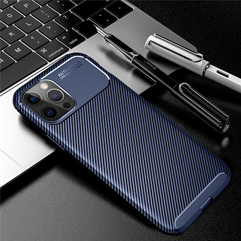 Coque Silicone Housse Etui Gel Serge pour Apple iPhone 12 Pro Max Bleu