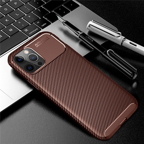 Coque Silicone Housse Etui Gel Serge pour Apple iPhone 12 Pro Max Marron