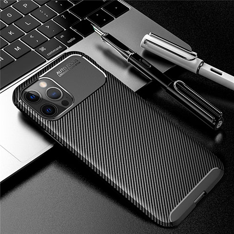 Coque Silicone Housse Etui Gel Serge pour Apple iPhone 12 Pro Max Noir