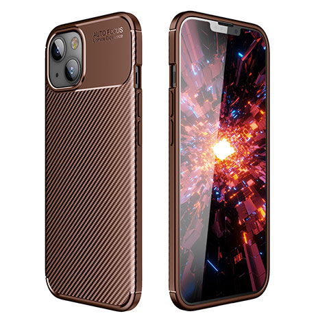 Coque Silicone Housse Etui Gel Serge pour Apple iPhone 14 Plus Marron