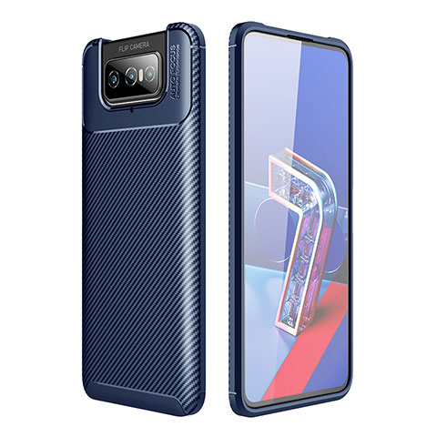 Coque Silicone Housse Etui Gel Serge pour Asus Zenfone 7 Pro ZS671KS Bleu