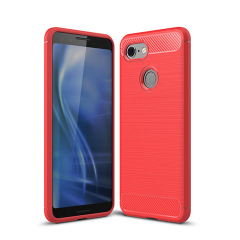 Coque Silicone Housse Etui Gel Serge pour Google Pixel 3 Rouge