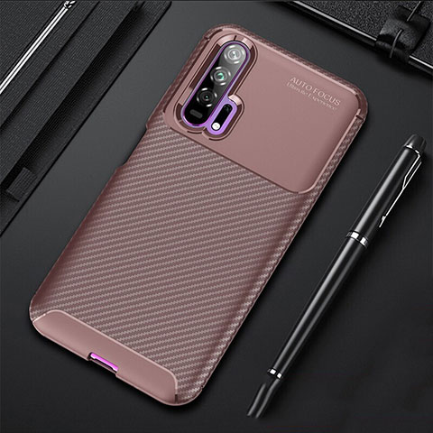 Coque Silicone Housse Etui Gel Serge pour Huawei Honor 20 Pro Marron