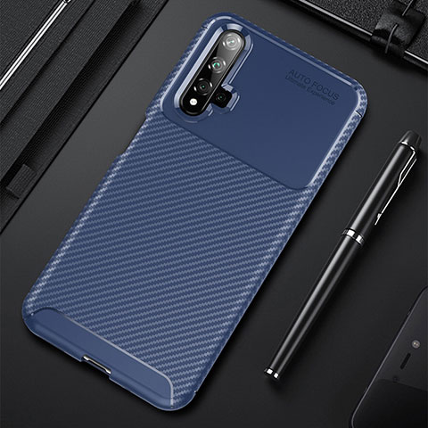 Coque Silicone Housse Etui Gel Serge pour Huawei Honor 20S Bleu