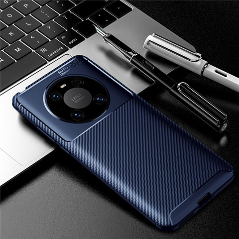 Coque Silicone Housse Etui Gel Serge pour Huawei Mate 40 Pro Bleu