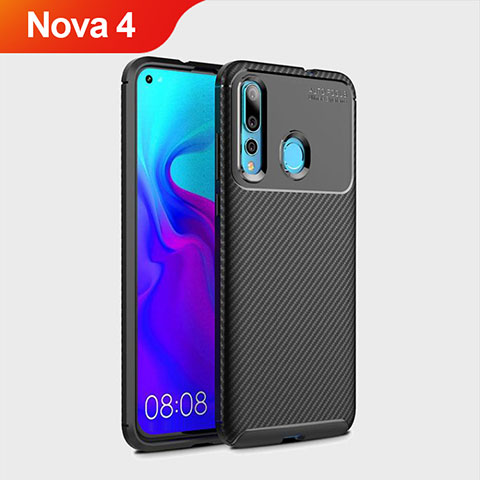 Coque Silicone Housse Etui Gel Serge pour Huawei Nova 4 Noir