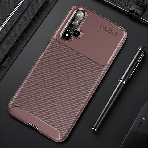 Coque Silicone Housse Etui Gel Serge pour Huawei Nova 5 Marron