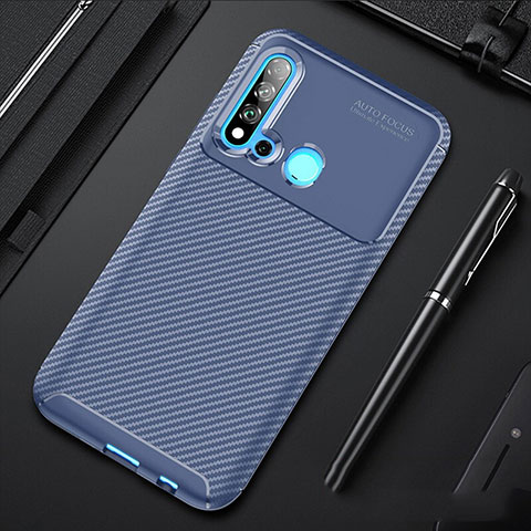 Coque Silicone Housse Etui Gel Serge pour Huawei Nova 5i Bleu