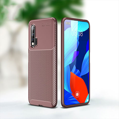 Coque Silicone Housse Etui Gel Serge pour Huawei Nova 6 5G Marron