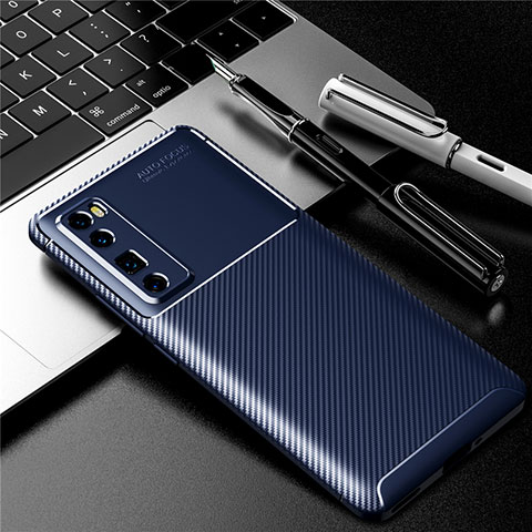 Coque Silicone Housse Etui Gel Serge pour Huawei Nova 7 Pro 5G Bleu