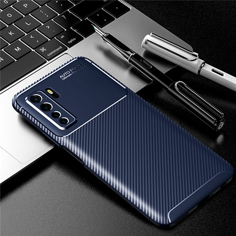 Coque Silicone Housse Etui Gel Serge pour Huawei Nova 7 SE 5G Bleu