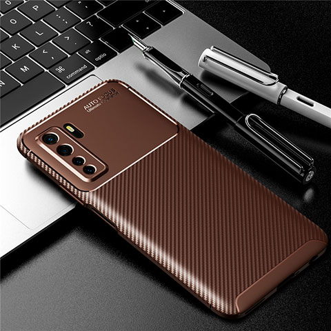 Coque Silicone Housse Etui Gel Serge pour Huawei Nova 7 SE 5G Marron