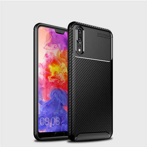 Coque Silicone Housse Etui Gel Serge pour Huawei P20 Noir