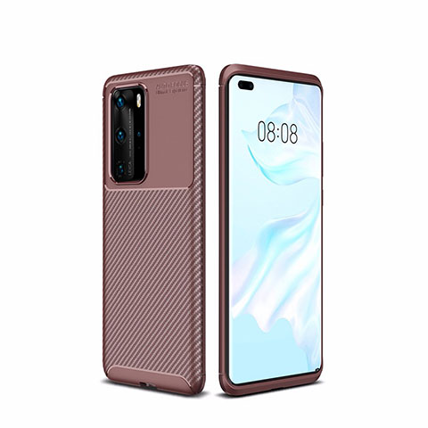 Coque Silicone Housse Etui Gel Serge pour Huawei P40 Pro Marron