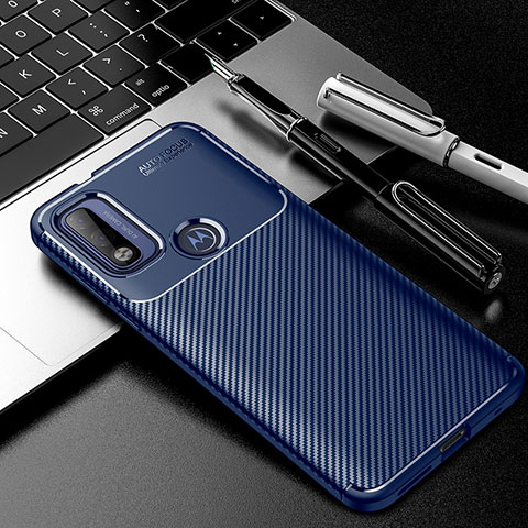 Coque Silicone Housse Etui Gel Serge pour Motorola Moto G Pure Bleu