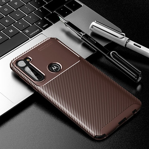 Coque Silicone Housse Etui Gel Serge pour Motorola Moto G Stylus Marron