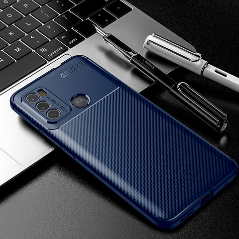 Coque Silicone Housse Etui Gel Serge pour Motorola Moto G40 Fusion Bleu