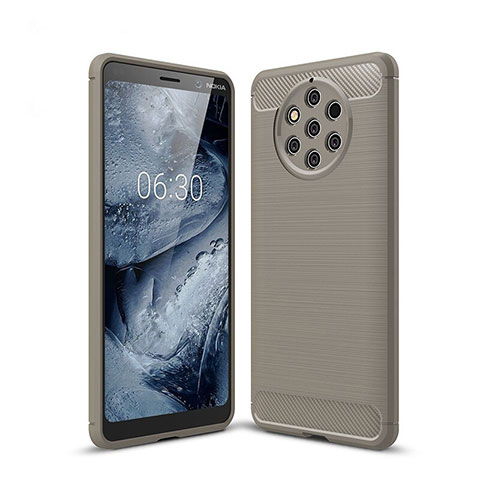 Coque Silicone Housse Etui Gel Serge pour Nokia 9 PureView Gris