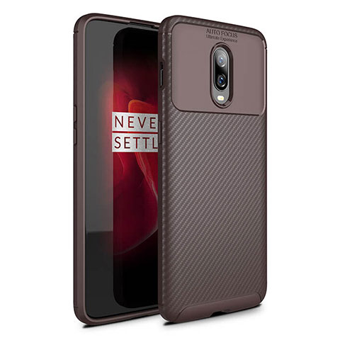 Coque Silicone Housse Etui Gel Serge pour OnePlus 6 Marron