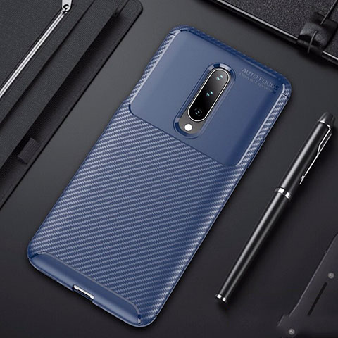 Coque Silicone Housse Etui Gel Serge pour OnePlus 7 Pro Bleu