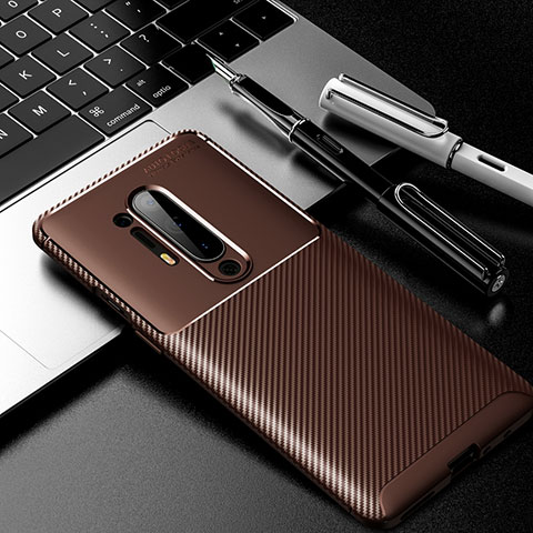 Coque Silicone Housse Etui Gel Serge pour OnePlus 8 Pro Marron