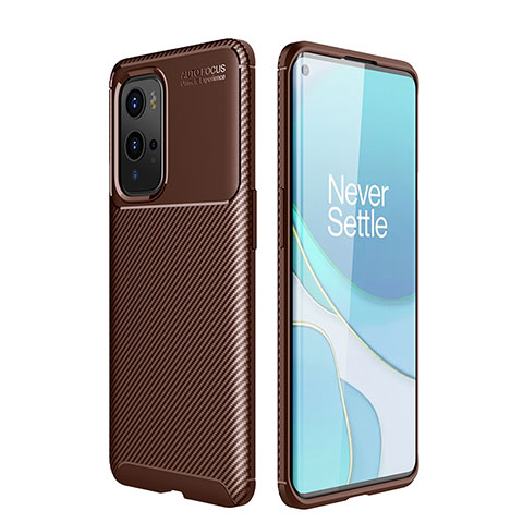 Coque Silicone Housse Etui Gel Serge pour OnePlus 9 Pro 5G Marron