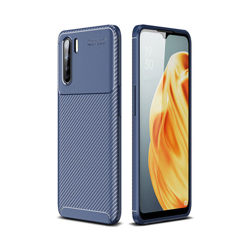 Coque Silicone Housse Etui Gel Serge pour Oppo A91 Bleu