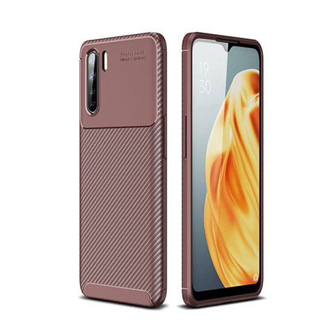 Coque Silicone Housse Etui Gel Serge pour Oppo A91 Marron