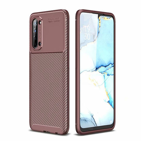 Coque Silicone Housse Etui Gel Serge pour Oppo F15 Marron