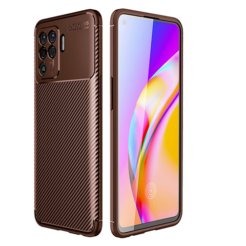 Coque Silicone Housse Etui Gel Serge pour Oppo F19 Pro Marron