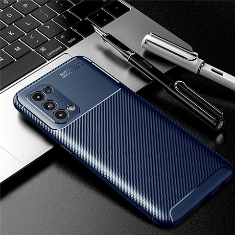 Coque Silicone Housse Etui Gel Serge pour Oppo Find X3 Lite 5G Bleu