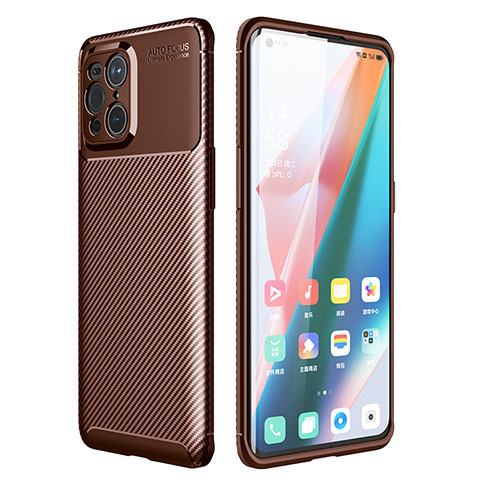 Coque Silicone Housse Etui Gel Serge pour Oppo Find X3 Pro 5G Marron