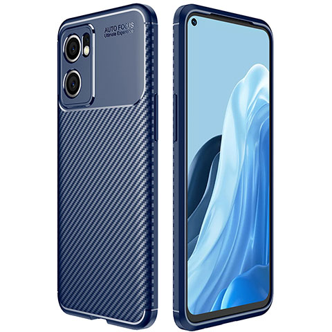 Coque Silicone Housse Etui Gel Serge pour Oppo Find X5 Lite 5G Bleu