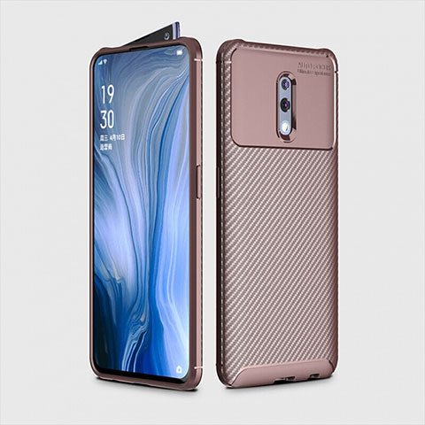 Coque Silicone Housse Etui Gel Serge pour Oppo Reno Marron