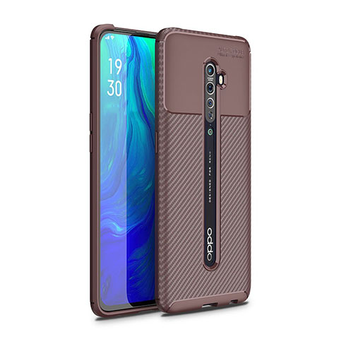 Coque Silicone Housse Etui Gel Serge pour Oppo Reno2 Marron