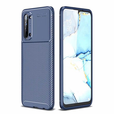 Coque Silicone Housse Etui Gel Serge pour Oppo Reno3 Bleu