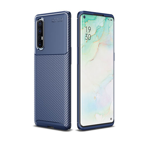 Coque Silicone Housse Etui Gel Serge pour Oppo Reno3 Pro Bleu