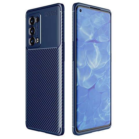 Coque Silicone Housse Etui Gel Serge pour Oppo Reno6 Pro 5G Bleu