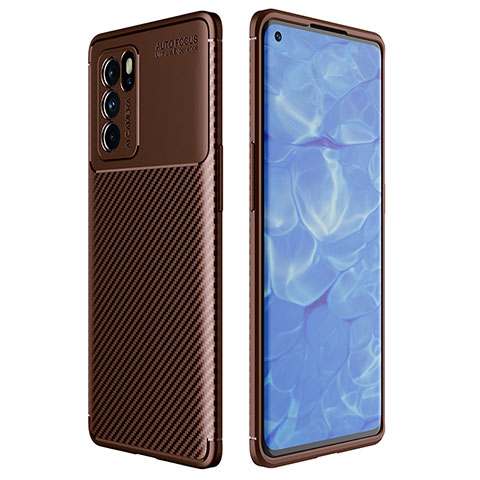 Coque Silicone Housse Etui Gel Serge pour Oppo Reno6 Pro 5G India Marron