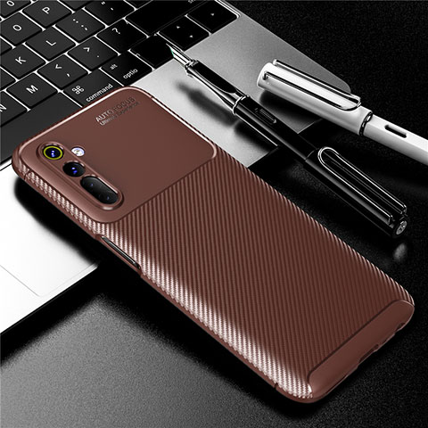 Coque Silicone Housse Etui Gel Serge pour Realme 6s Marron