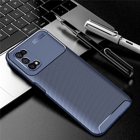 Coque Silicone Housse Etui Gel Serge pour Realme Narzo 30 Pro 5G Bleu